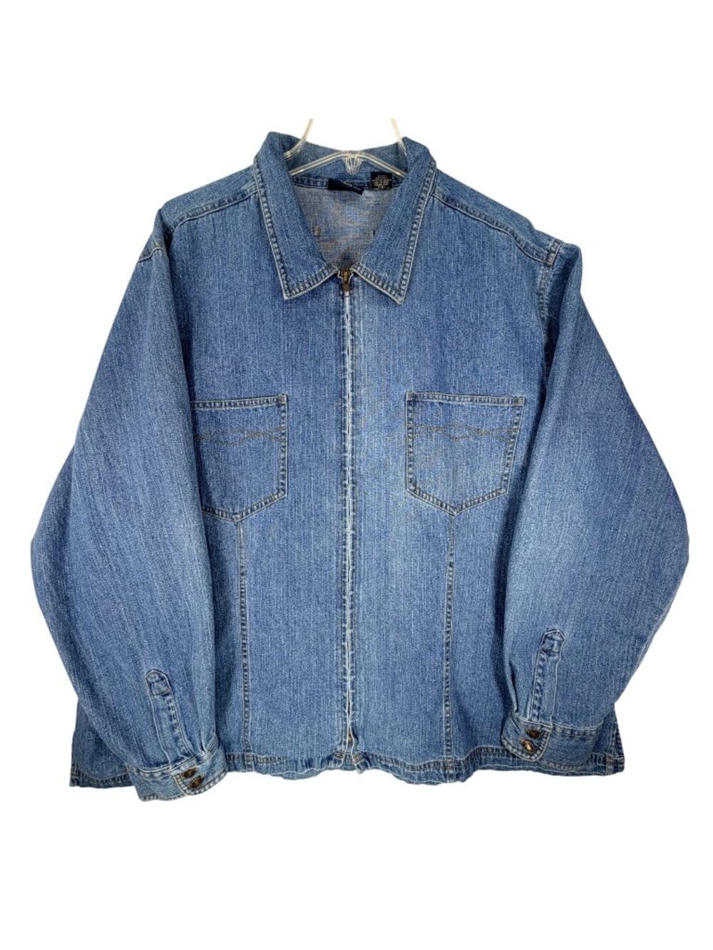 Vtg Sonoma Womens Denim Full Zip Jacket 3X Pockets Blue Jean Lightweight READ